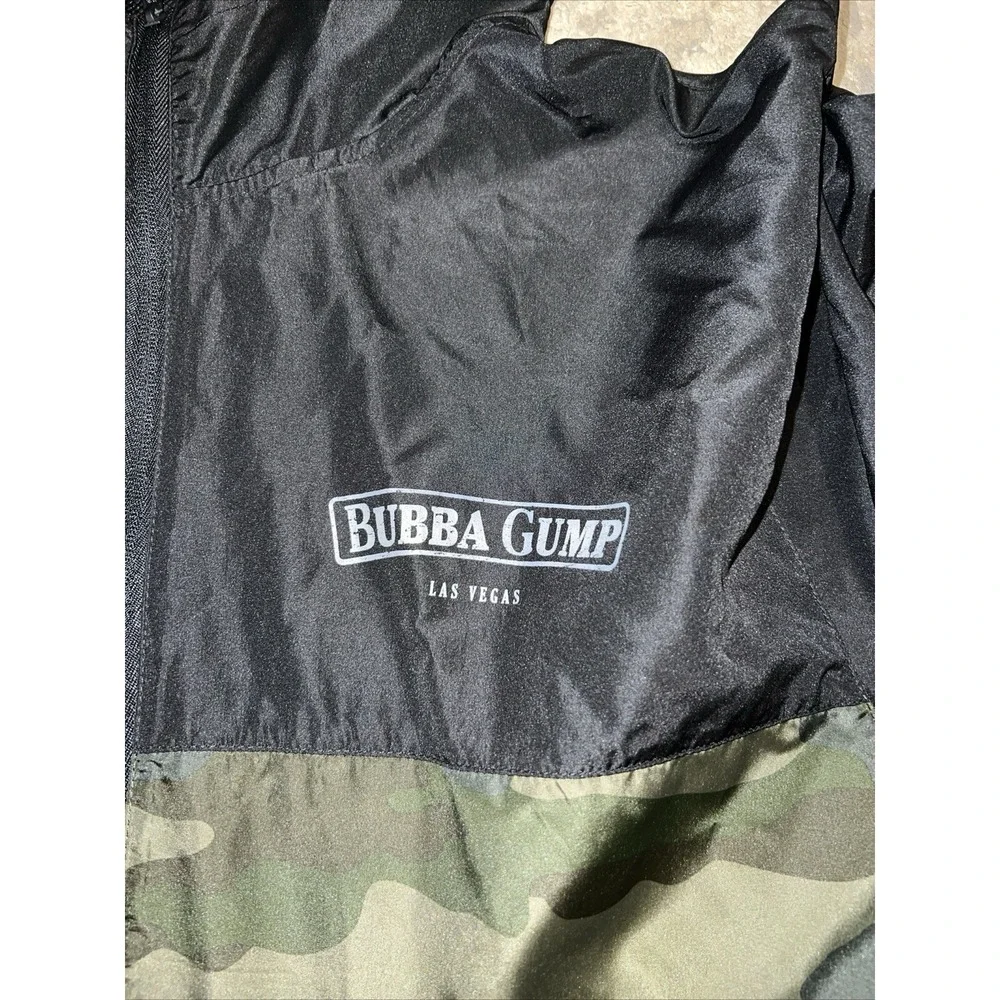 Bubba Gump Las Vegas Green Camo‎ Zip windbreaker hood jacket Mens Sz XXL 2XL New